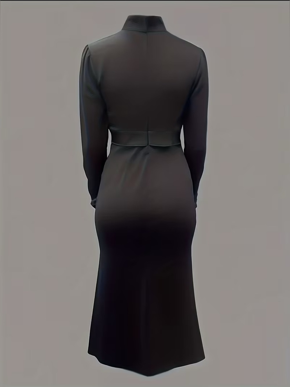 Elegant Black Midi Dress with Gold Floral Buttons - Picture 5 of 6